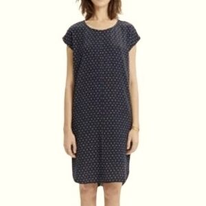 Talbots Polka Dot Midi Sheath Dress V Neck Dark Navy Blue Retro Rockabilly 16